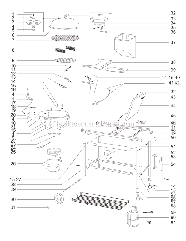 Weber 821001 (Before 2000) Touch-N-Go Performer Grill Page A Diagram
