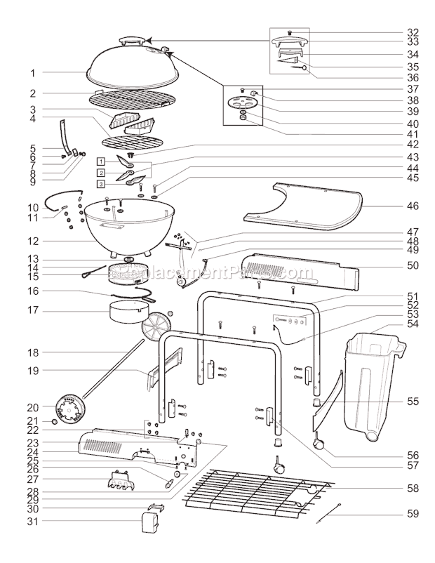 Weber 841004 (2005) Charcoal Performer Grill Page A Diagram
