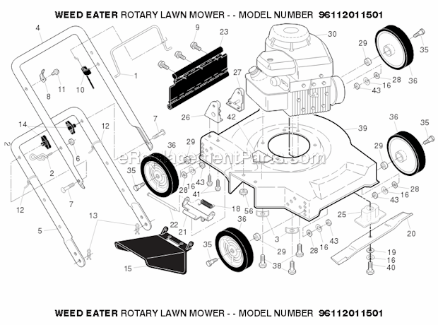Weed Eater 96112011501 (2012-05) Rotary Lawn Mower Page A Diagram