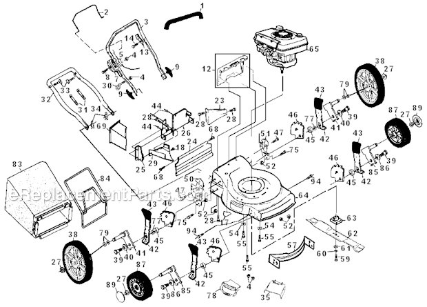 Weed Eater S65N22CHC Power Propelled Rotary Lawn Mower Page A Diagram