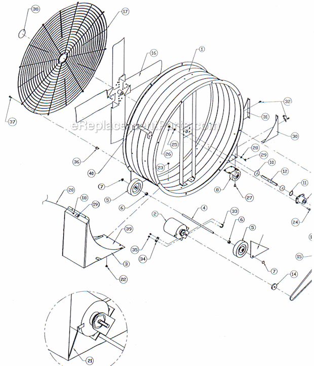 Page B Diagram and Parts List for MC420S  Airmaster Industrial Fan / Circulator