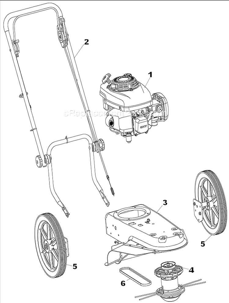 Top Level Assembly Diagram and Parts List for WFT-16022  Airstream Trimmer