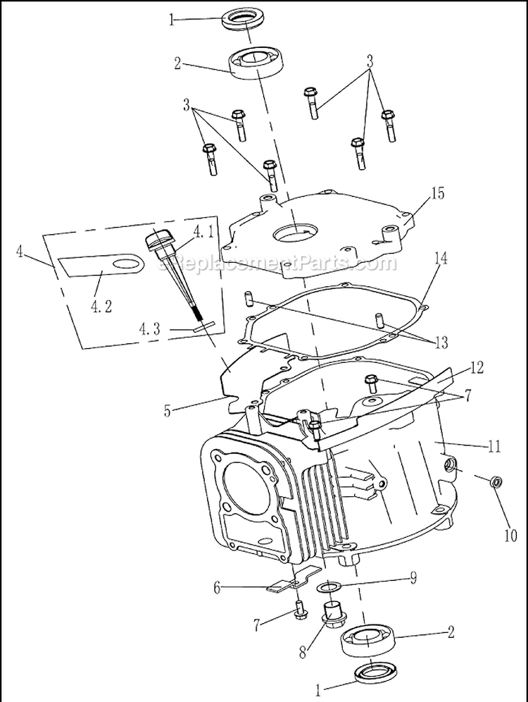 Crankshaft Assembly Diagram and Parts List for WFT-16022  Airstream Trimmer