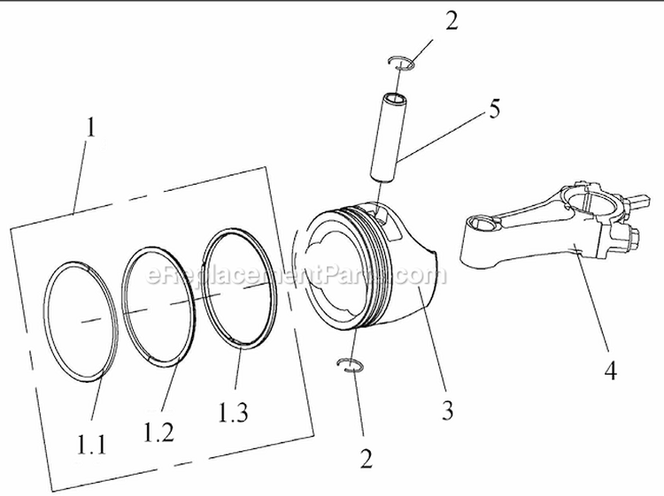 Piston/Connecting Rod Assembly Diagram and Parts List for WFT-16022  Airstream Trimmer