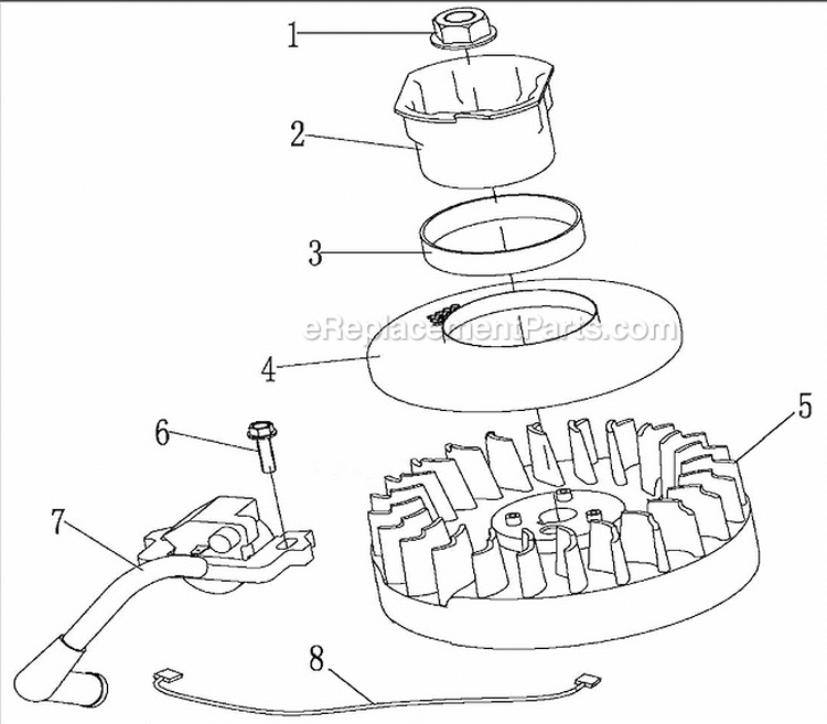 Ignition System Assembly Diagram and Parts List for WFT-16022  Airstream Trimmer
