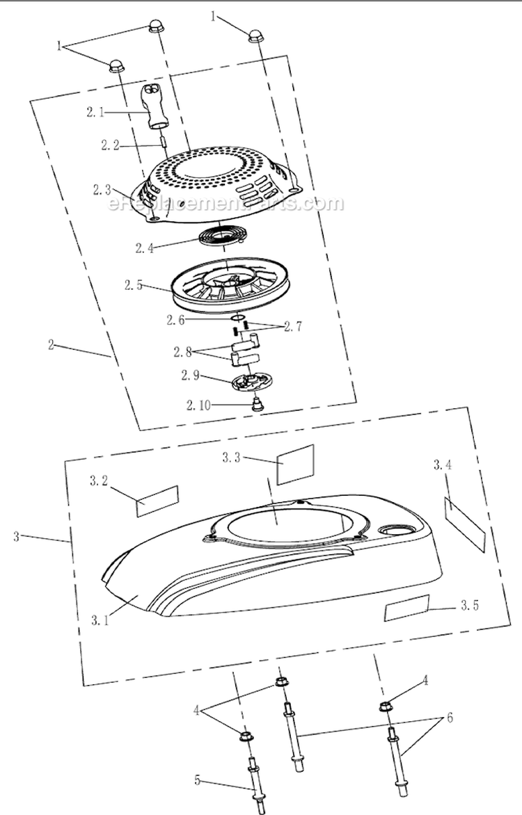 Engine Cover Assembly Diagram and Parts List for WFT-16022  Airstream Trimmer