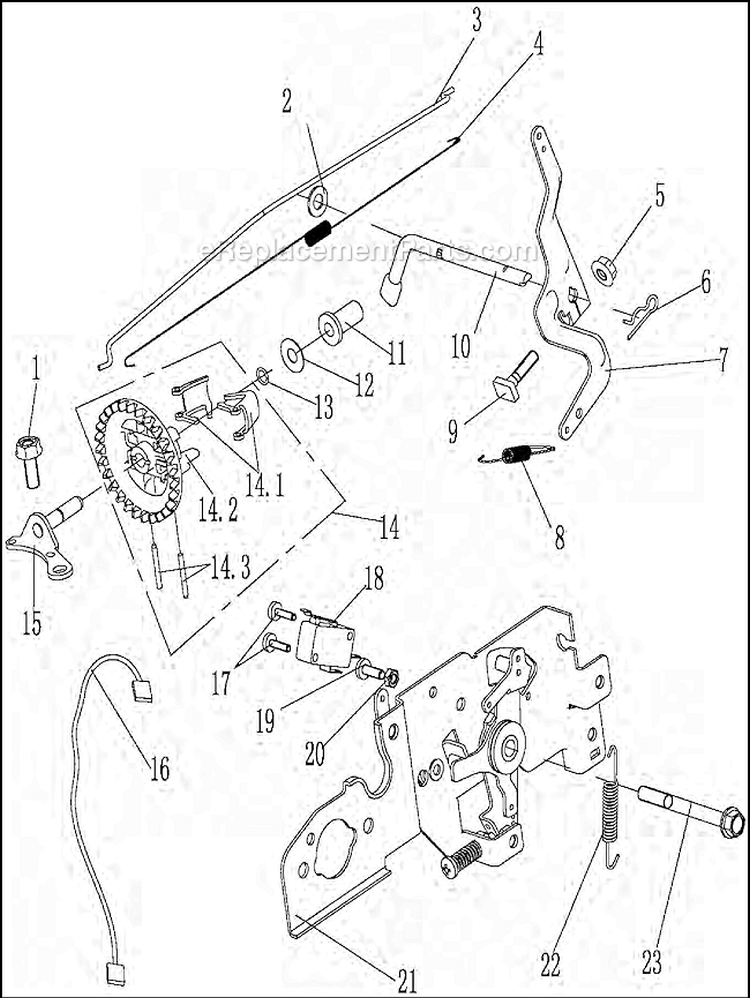 Governor Assembly Diagram and Parts List for WFT-16022  Airstream Trimmer