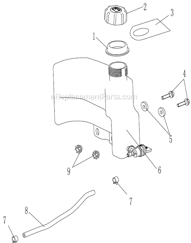 Fuel Tank Assembly Diagram and Parts List for WFT-16022  Airstream Trimmer