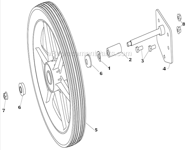 Wheel Assembly Diagram and Parts List for WFT-16022  Airstream Trimmer
