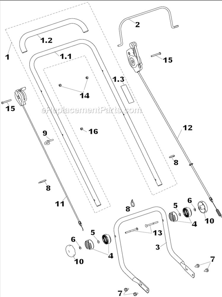 Handle Assembly Diagram and Parts List for WFT-16022  Airstream Trimmer
