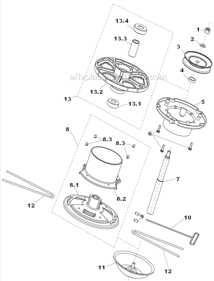 Cutting Head Assembly Diagram and Parts List for WFT-16022  Airstream Trimmer