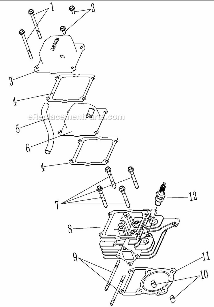 Cylinder Head Assembly Diagram and Parts List for WFT-16022  Airstream Trimmer