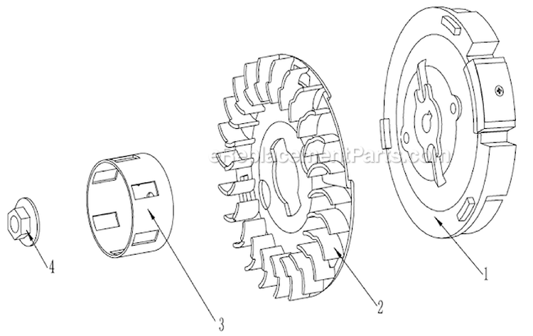 Fly Wheel Assembly Diagram and Parts List for WLE-799  Airstream Edger