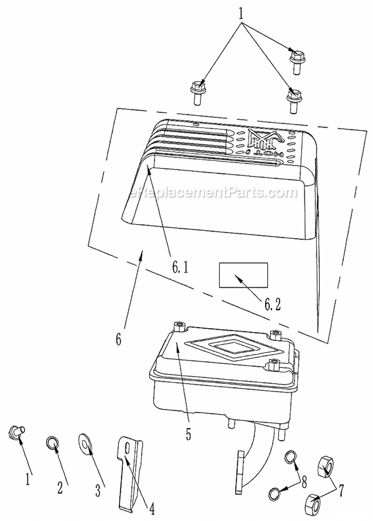 Muffler Assembly Diagram and Parts List for WLE-799  Airstream Edger