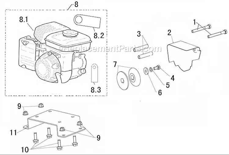 Engine - Top Level Assembly Diagram and Parts List for WLE-799  Airstream Edger
