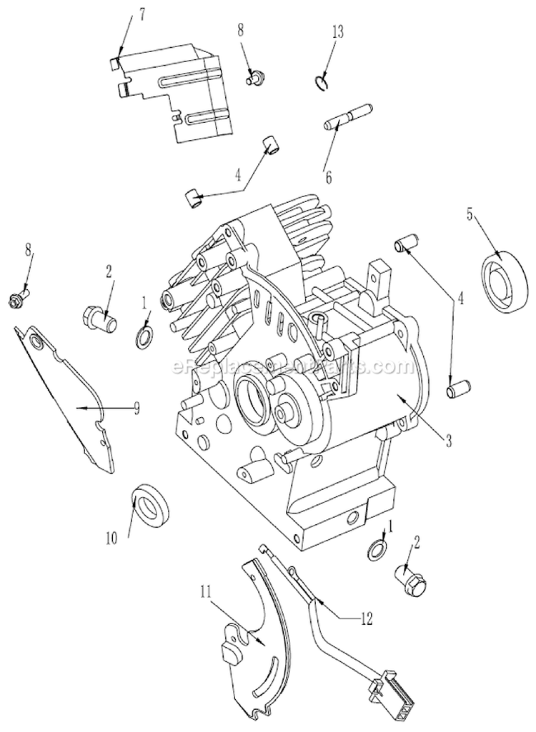 Crankcase Assembly Diagram and Parts List for WLE-799  Airstream Edger