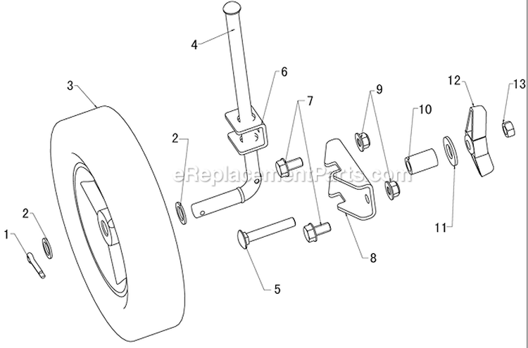 Adjustable Rear Wheel Assembly Diagram and Parts List for WLE-799  Airstream Edger