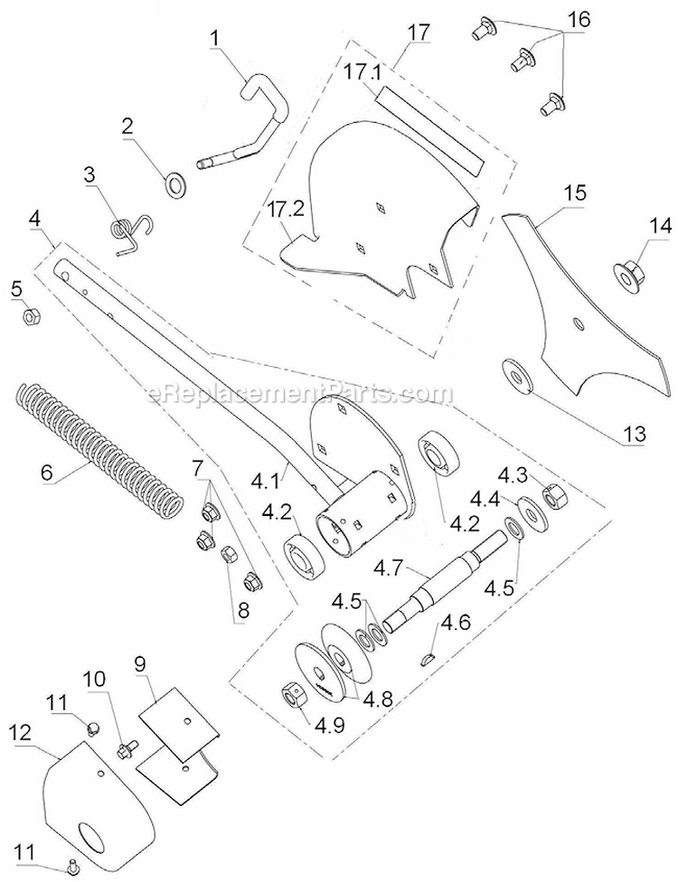 Blade Arm Assembly Diagram and Parts List for WLE-799  Airstream Edger