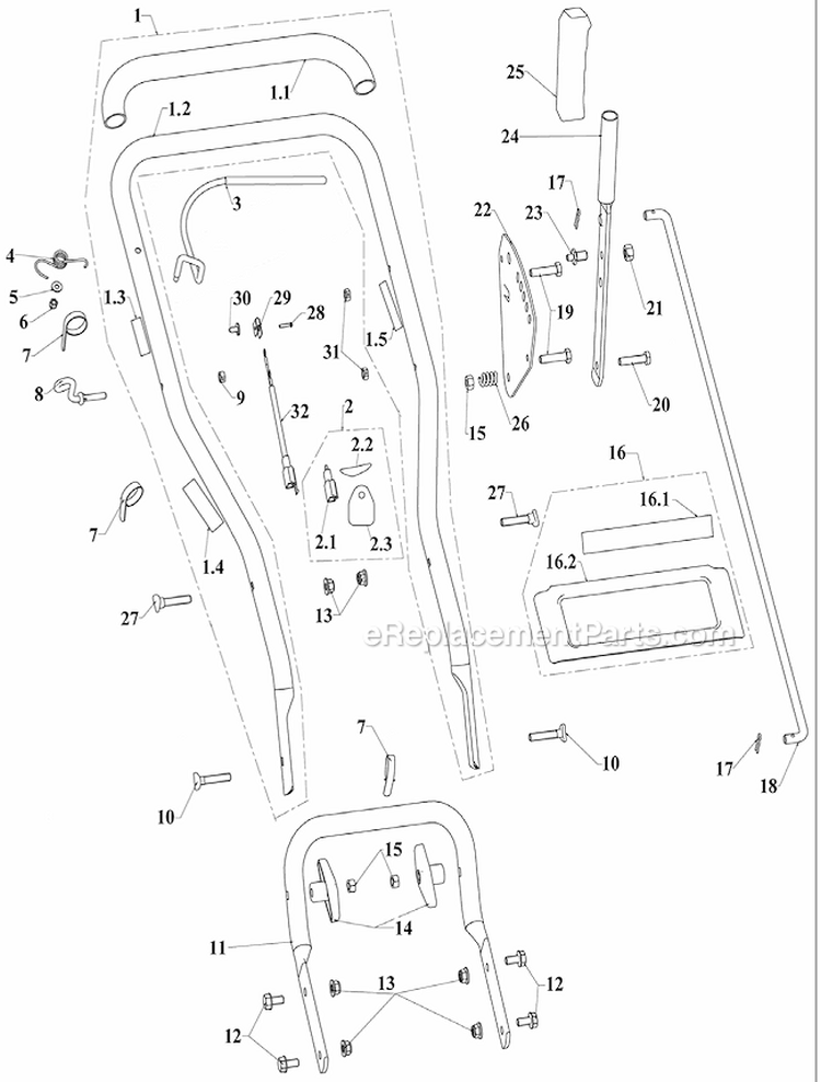 Handle Assembly Diagram and Parts List for WLE-799  Airstream Edger
