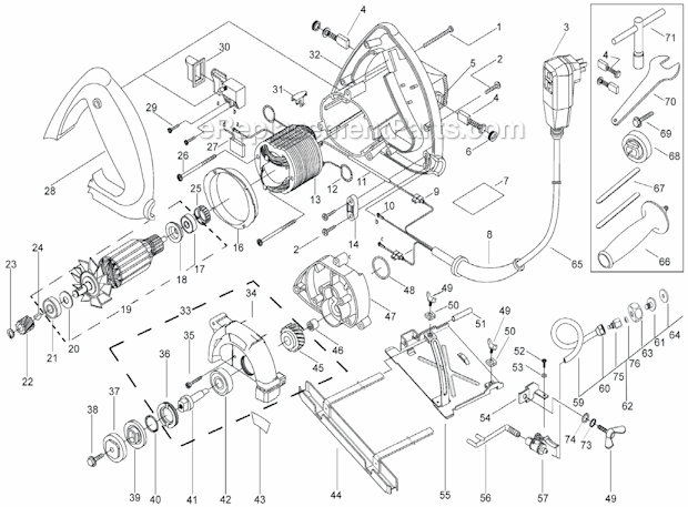 Page A Diagram and Parts List for AWS-125  Alpha Tile Saw