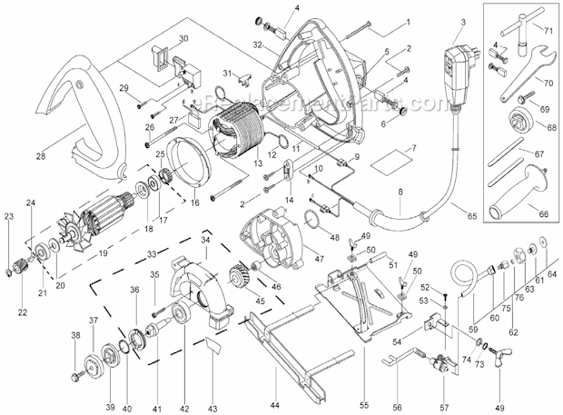 Page A Diagram and Parts List for AWS-225  Alpha Tile Saw