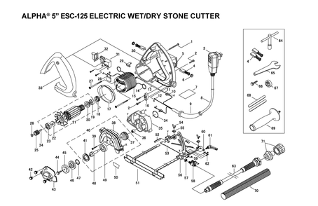 Section 1 Diagram and Parts List for ESC-125 225 Alpha Concrete Saw