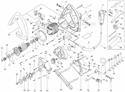 Page A Diagram and Parts List for AWS-125  Alpha Tile Saw