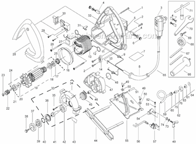 Page A Diagram and Parts List for AWS-225  Alpha Tile Saw
