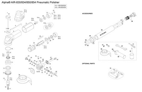 Section 1 Diagram and Parts List for AIR-830 834-850-854 Alpha Sander
