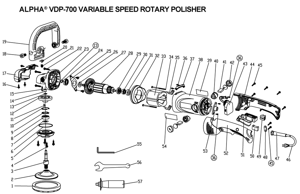 Section 1 Diagram and Parts List for VDP-700  Alpha Sander Polisher