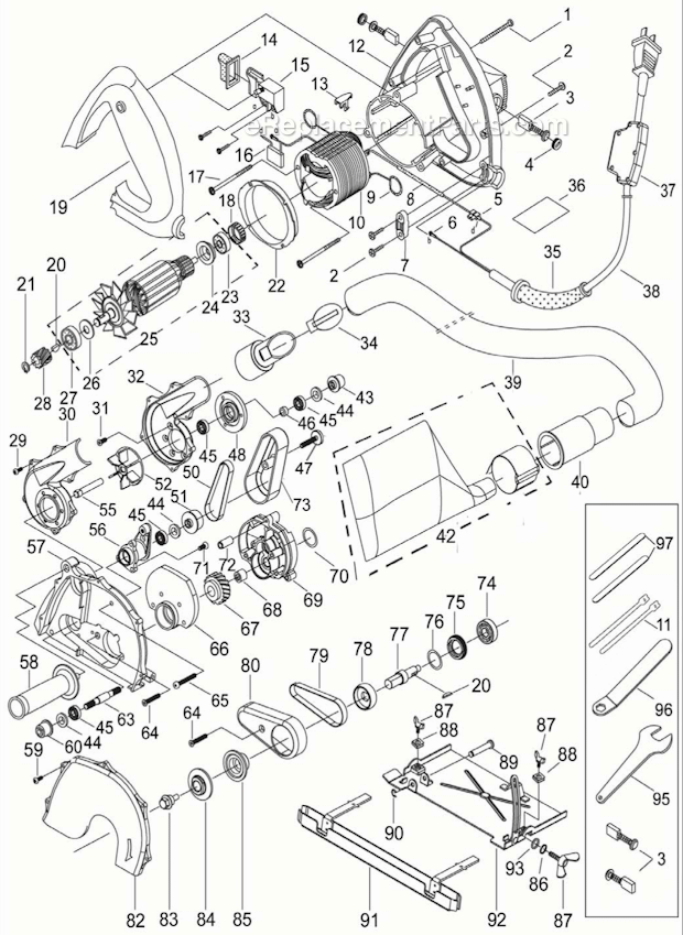 Page A Diagram and Parts List for ECC-225  Alpha Tile Saw