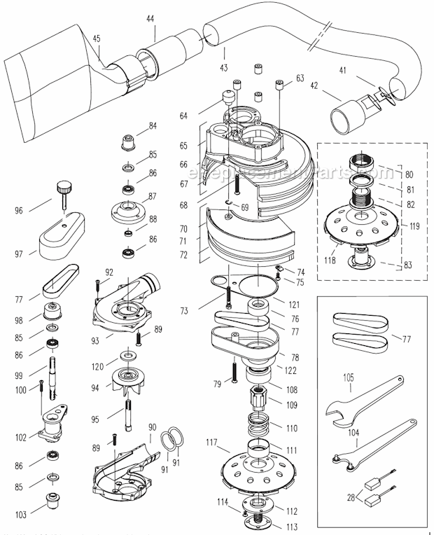 Page B Diagram and Parts List for ECG-225  Alpha Angle Grinder