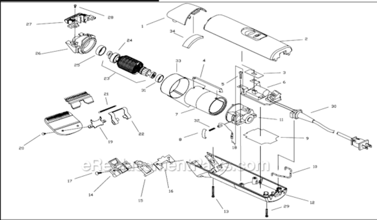 Page A Diagram and Parts List for AGC2 SUPER Andis Clipper Trimmer