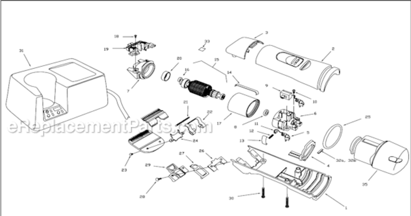 Page A Diagram and Parts List for AGR  Andis Clipper Trimmer