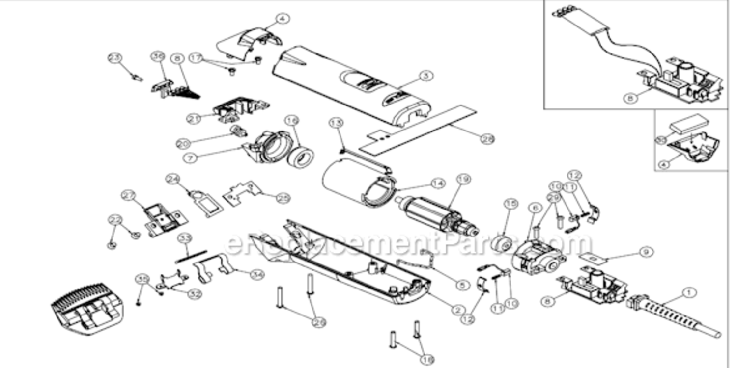 Page A Diagram and Parts List for BGCL  Andis Clipper Trimmer