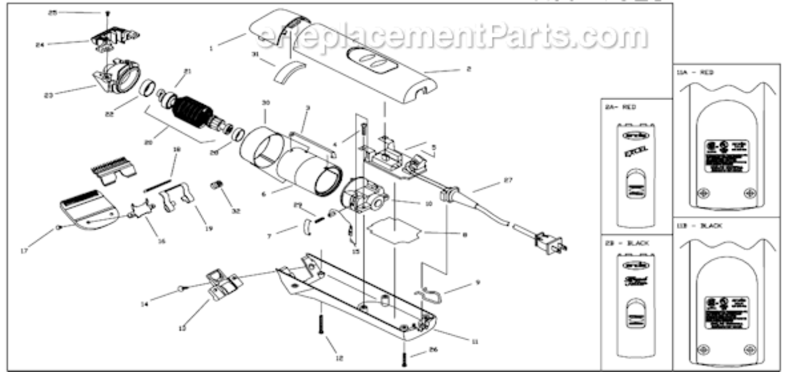 Page A Diagram and Parts List for BGC  Andis Clipper Trimmer
