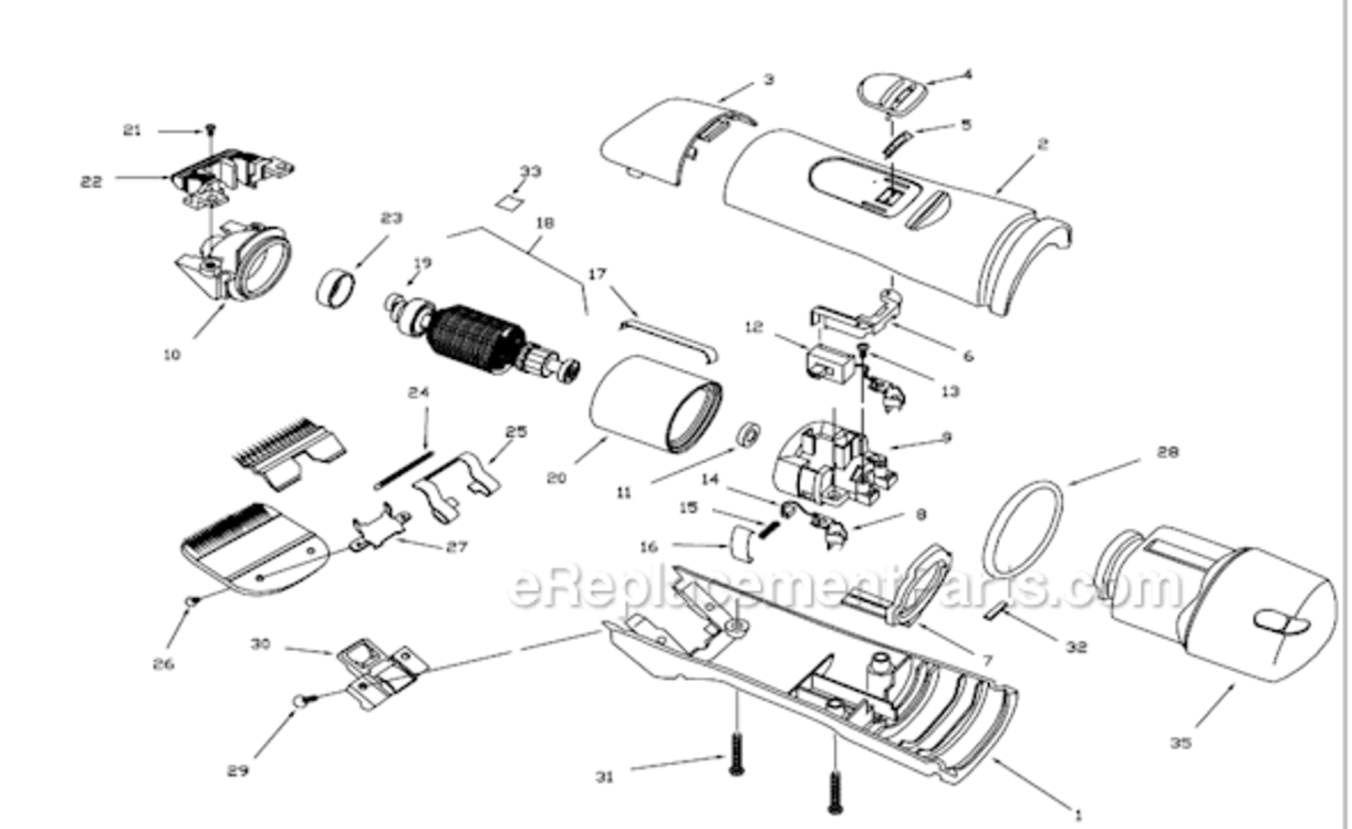 Page A Diagram and Parts List for BGR  Andis Clipper Trimmer