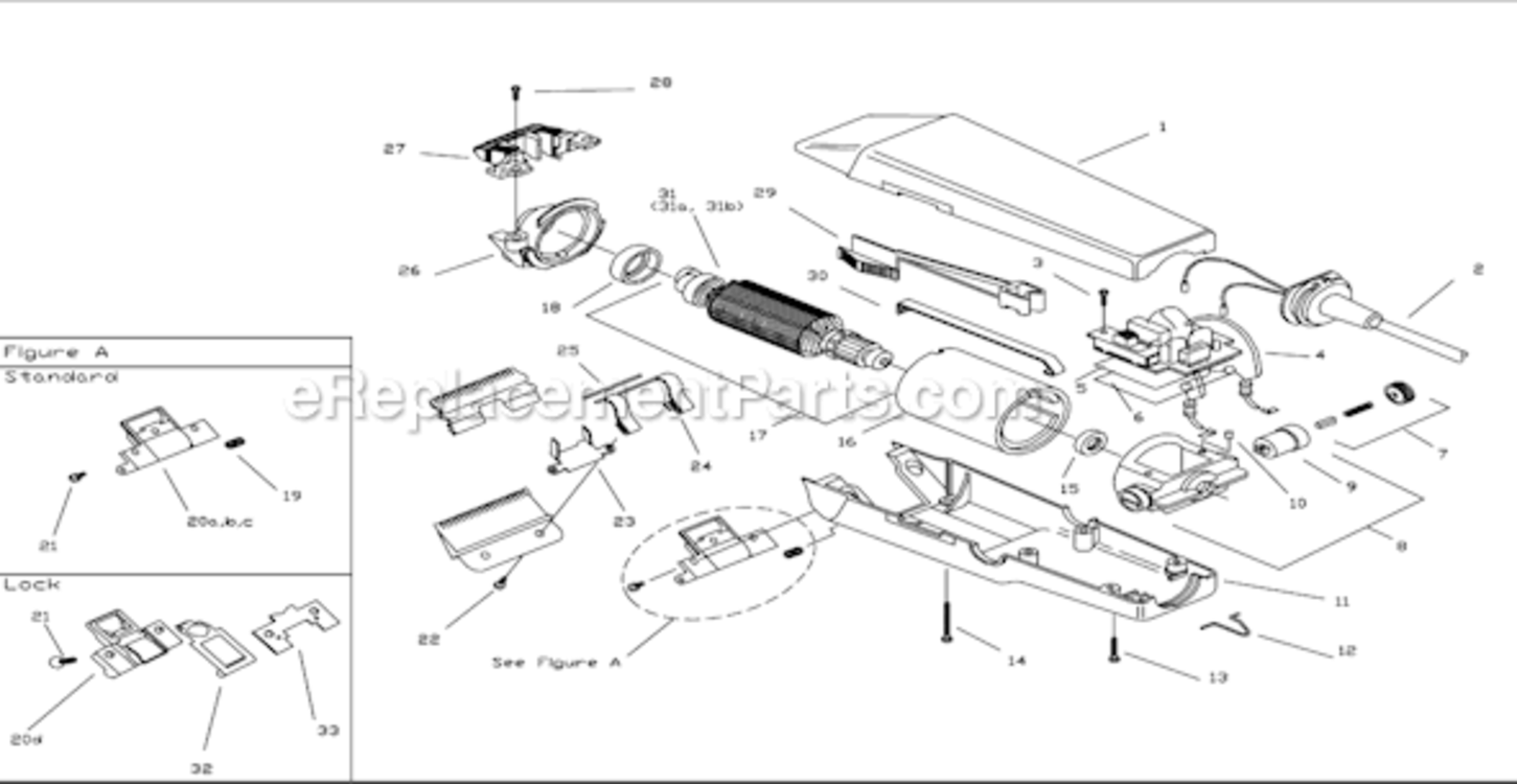 Page A Diagram and Parts List for BG  Andis Clipper Trimmer