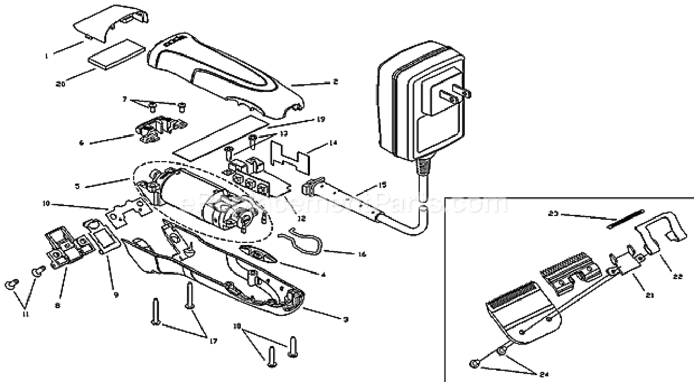 Detachable_Blade_120V_Pink_125_Oz Diagram and Parts List for SMC 65410 Andis Clipper Trimmer