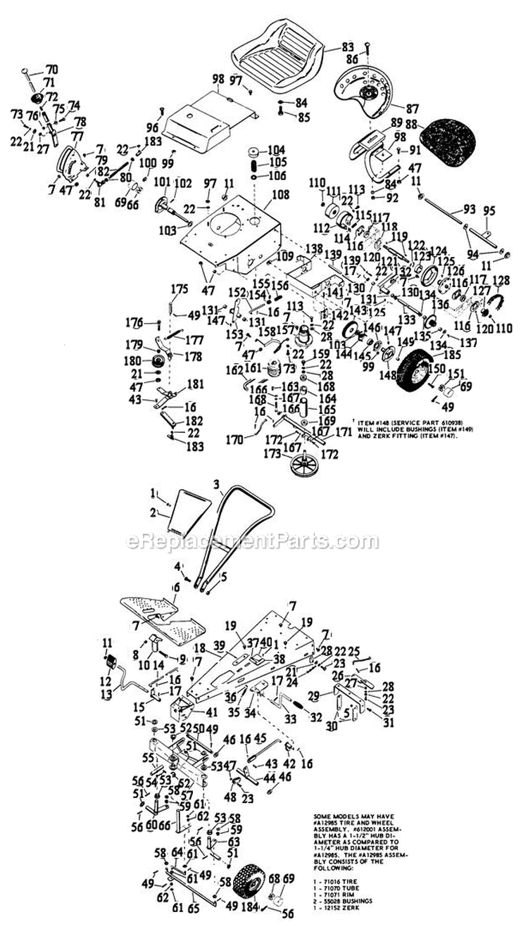 Tractor Parts List Diagram and Parts List for 912971 000001 Ariens Lawn Tractor