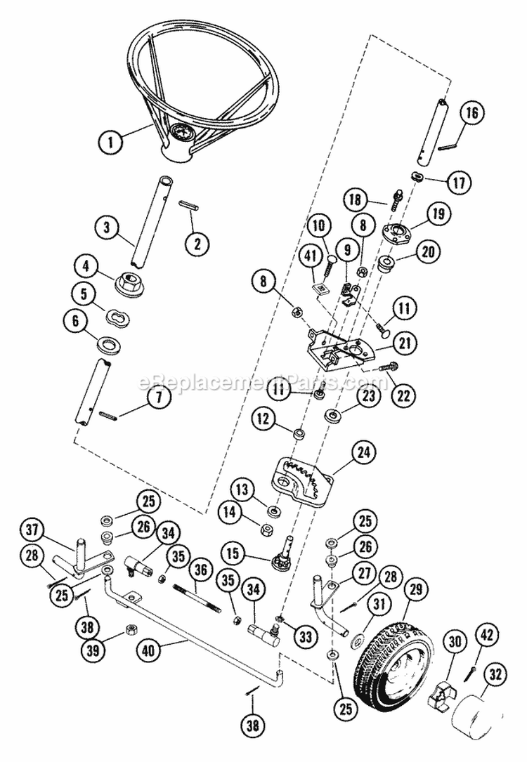 Steering Assembly Diagram and Parts List for 925003 000001 Ariens Lawn Tractor