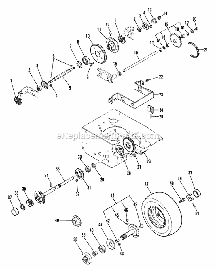 Friction Drive And Rear Axle Diagram and Parts List for 912011 000101 Ariens Lawn Tractor