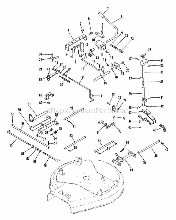 Rotary Mower Linkage Diagram and Parts List for 912011 000101 Ariens Lawn Tractor