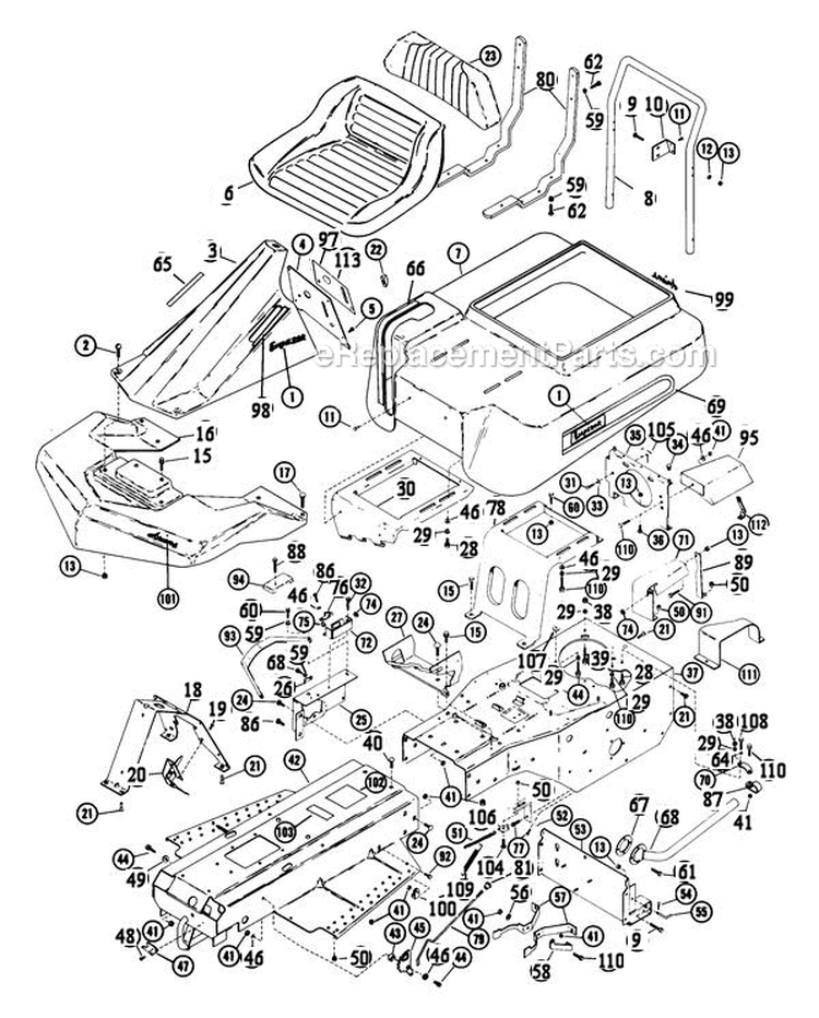 Frame Assembly Diagram and Parts List for 925013 000101 Ariens Lawn Tractor
