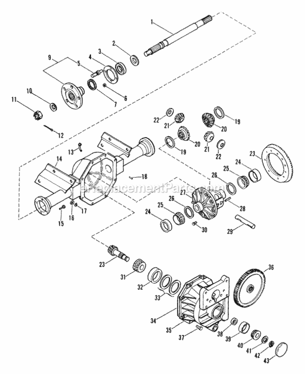 Rear Axle Diagram and Parts List for 931033 000101 Ariens Lawn Tractor