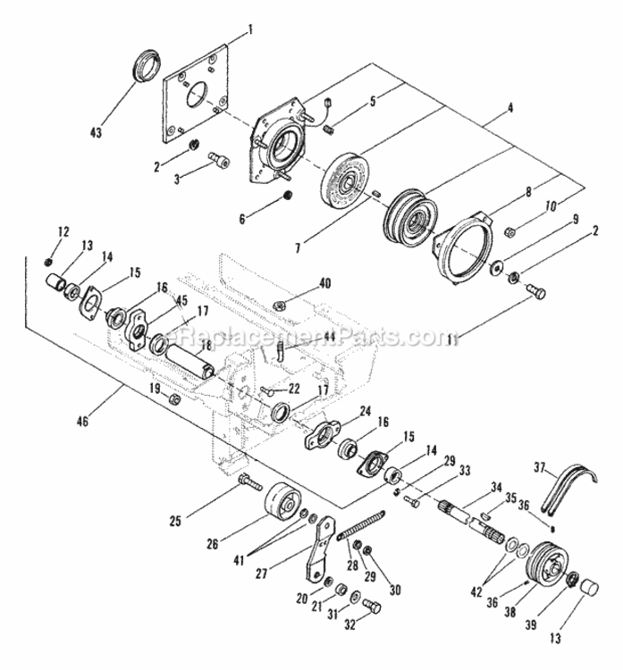 Front Power Take Off Diagram and Parts List for 931033 000101 Ariens Lawn Tractor
