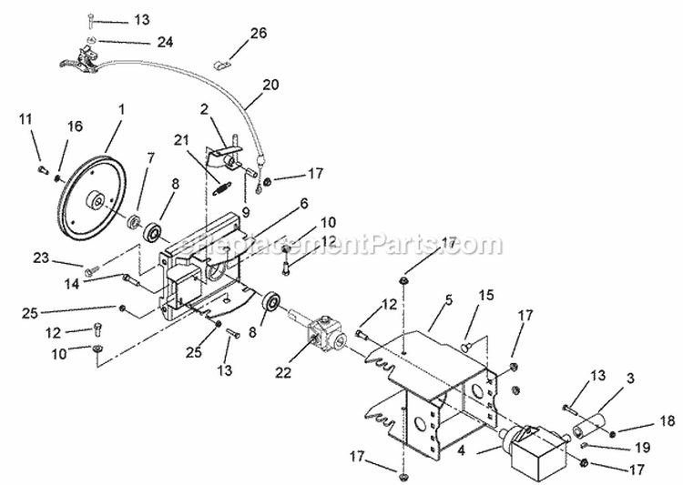 Brush Drive Unit Diagram and Parts List for 932514 000101 Ariens Snow Blower