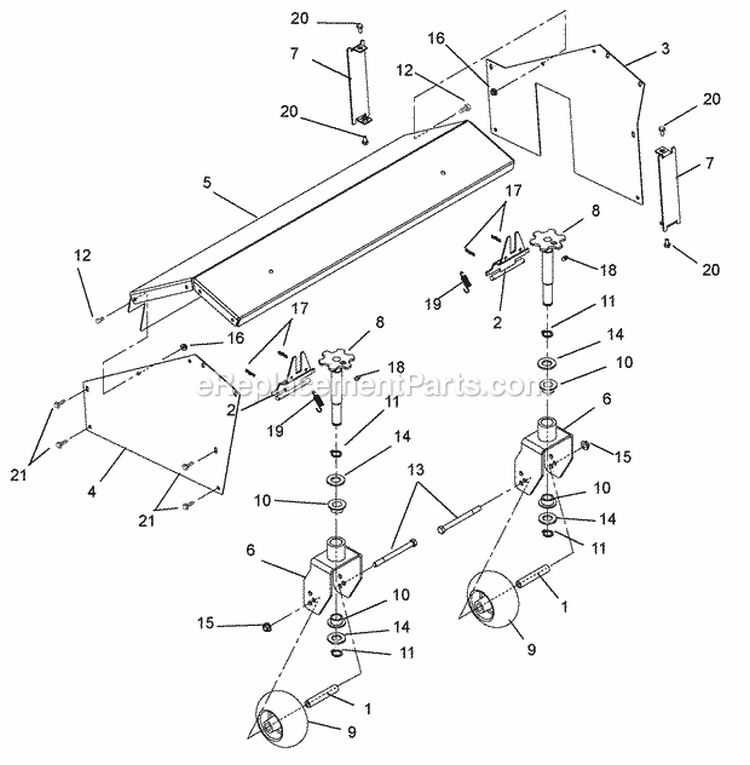 Brush Head Diagram and Parts List for 932514 000101 Ariens Snow Blower
