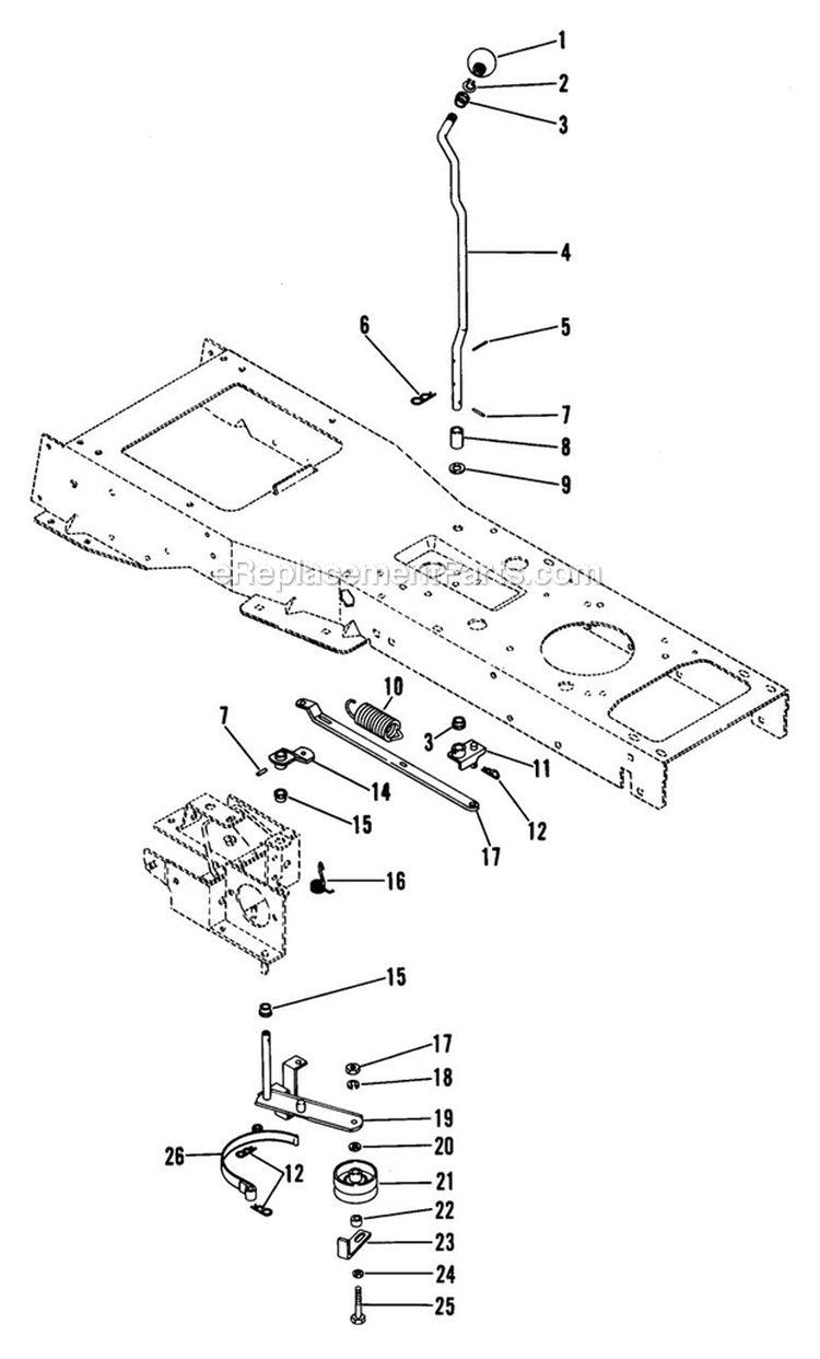 Implement Pto Linkage Diagram and Parts List for 934003 000101 Ariens Lawn Tractor