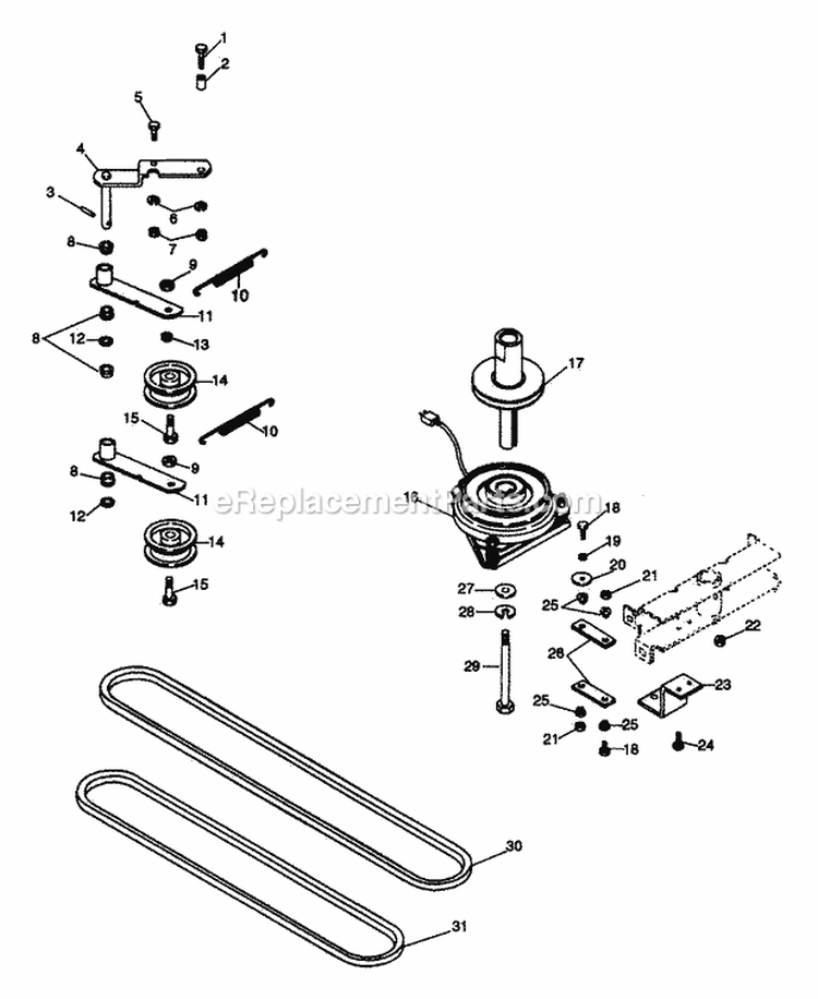 Main Drive Diagram and Parts List for 934007 000101 Ariens Lawn Tractor